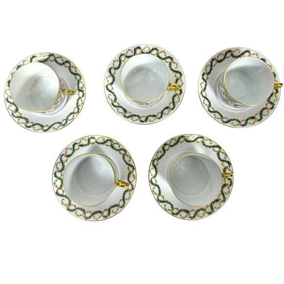 Haviland Limoges "Louveciennes" Flat Cups/Saucers-Set of 5-France-Pristine Mint! - Picture 4 of 8